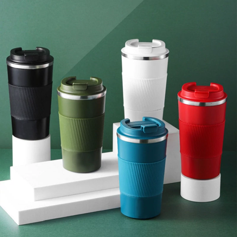 تراول ماگ استیل ۵۱۰ میلی‌لیتر دور سیلیکونی – استیل ۳۰۴، آسان‌نوش، ضدلغزش و ضدنشت