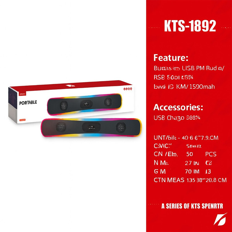ساندبار بلوتوثی KTS-1892 با نورپردازی RGB